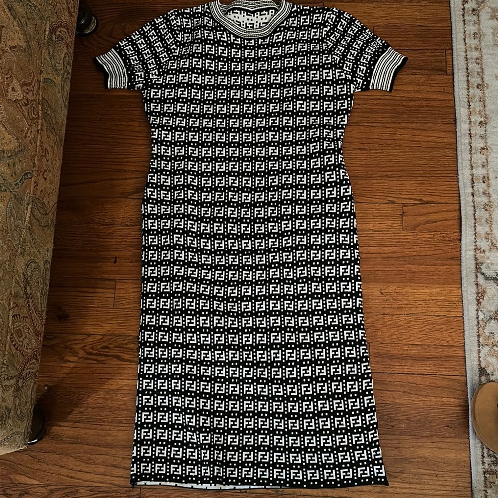 Designer inspired sexy Dress bodycon black white logo FF